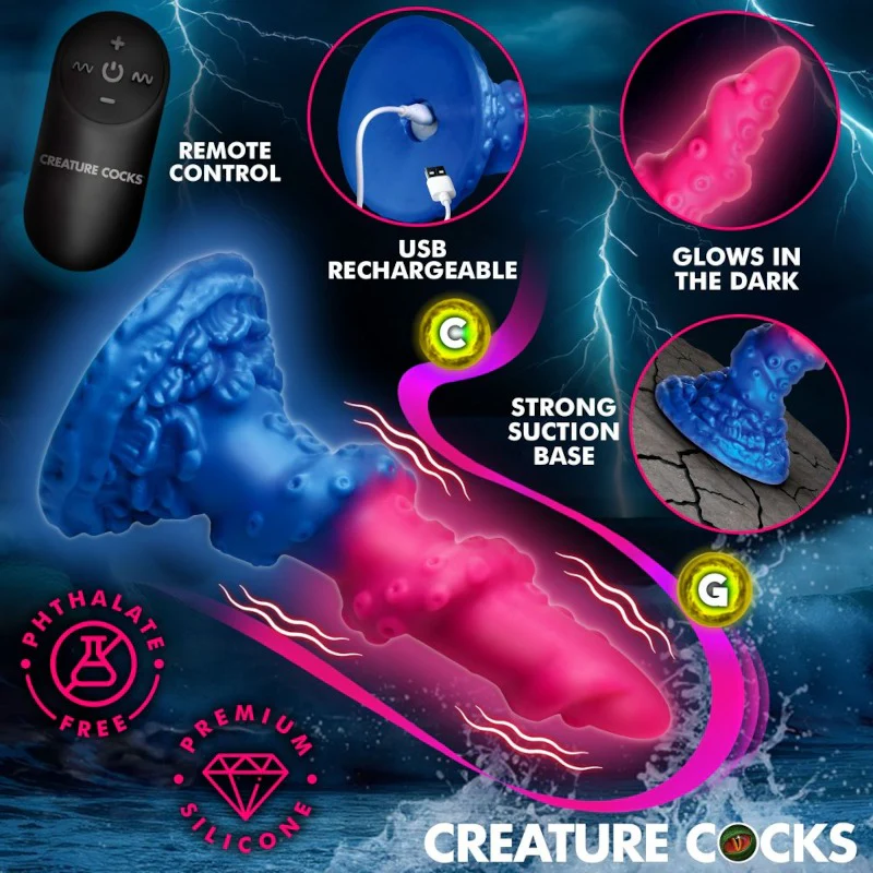 Creature Cocks Deluxe Lord Kraken Vibrating Glow-in-the-Dark Silicone Dildo - Image 2