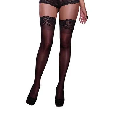 Dreamgirl Sheer Thigh High With Silicone Lace Top - Queen Size - Image 4