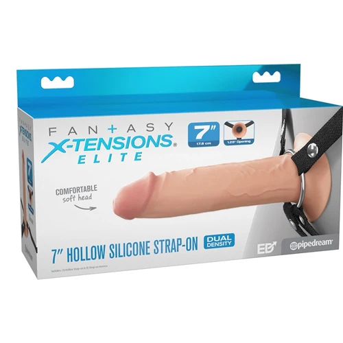 FX Elite  Silicone Hollow Strap-On - Flesh - Image 3