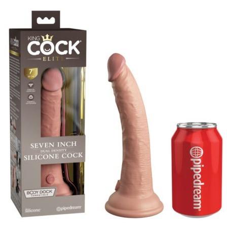 King Cock Elite - 7" Vibrating + Dual Density Silicone Cock