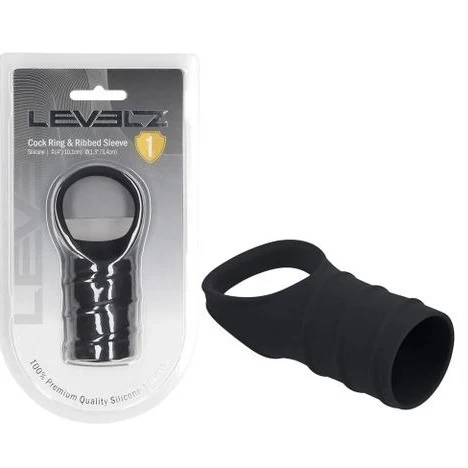 LEVELZ Silicone Cock Ring & Ribbed Sleeve