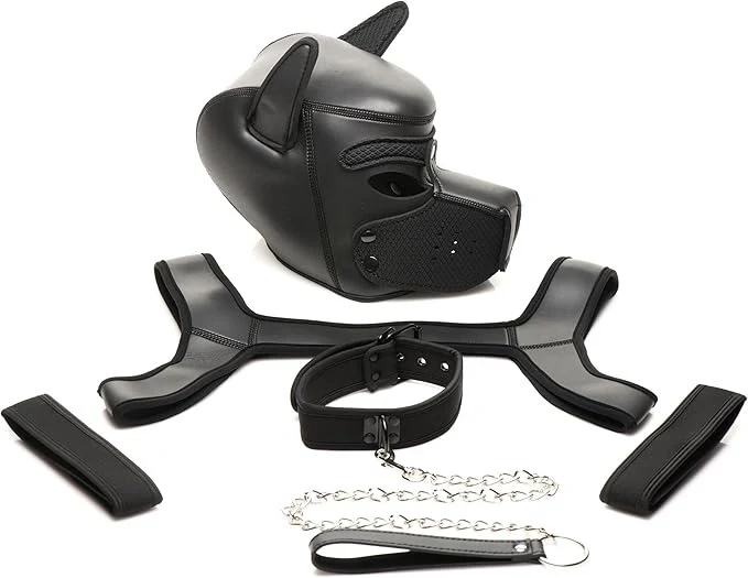 Master Series Full Pup Arsenal Set Neoprene Puppy Hood, Chest Harness, Collar W/ Leash, & Arm Bands - Image 3