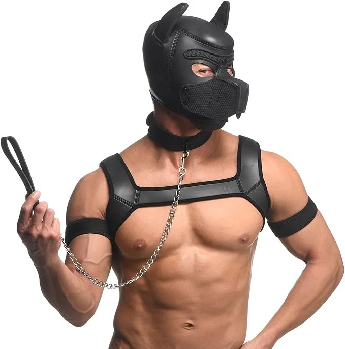 Master Series Full Pup Arsenal Set Neoprene Puppy Hood, Chest Harness, Collar W/ Leash, & Arm Bands - Image 4