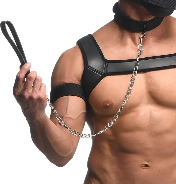Master Series Full Pup Arsenal Set Neoprene Puppy Hood, Chest Harness, Collar W/ Leash, & Arm Bands - Image 6