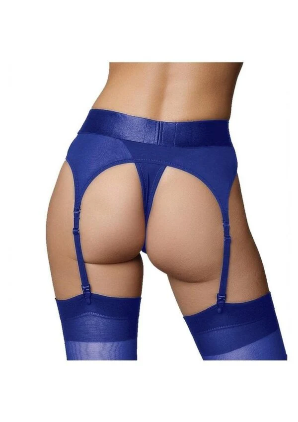 OUCH VIBRATING STRAP-ON THONG W/GARTERS BLUE XS/S - Image 3
