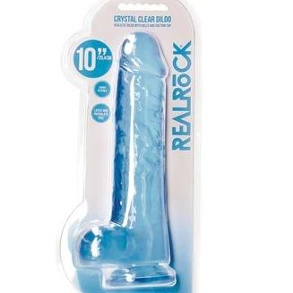 RealRock Crystal Clear Dildo 10inch- Pink, Blue, Purple, Clear and Green - Image 3