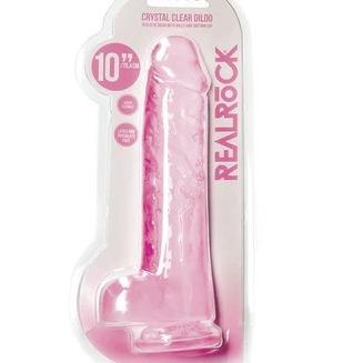 RealRock Crystal Clear Dildo 10inch- Pink, Blue, Purple, Clear and Green - Image 4