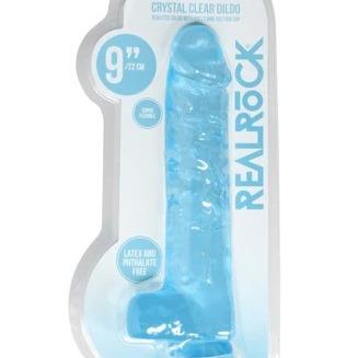 RealRock Crystal Clear Dildo - 9" Blue and Green - Image 3