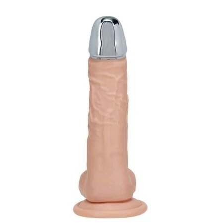 REALROCK Metal Head Rechargeable Dildo - Flesh - Image 3