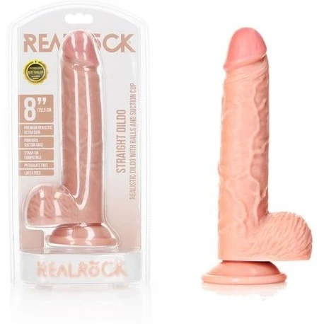 RealRock Straight Dildo 8" Flesh
