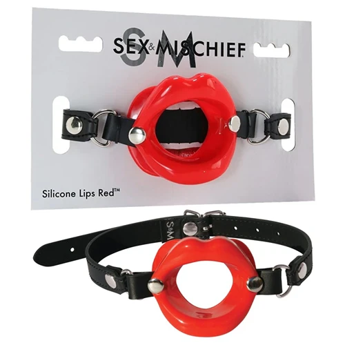 Silicone Lips Mouth Gag - Red - sex & mischief
