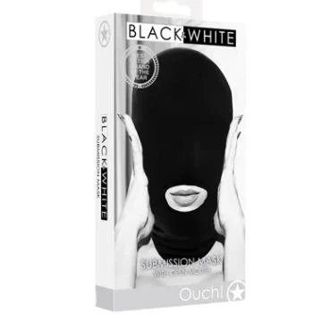 Submission Mask - With Open Mouth - Black & White Ouch