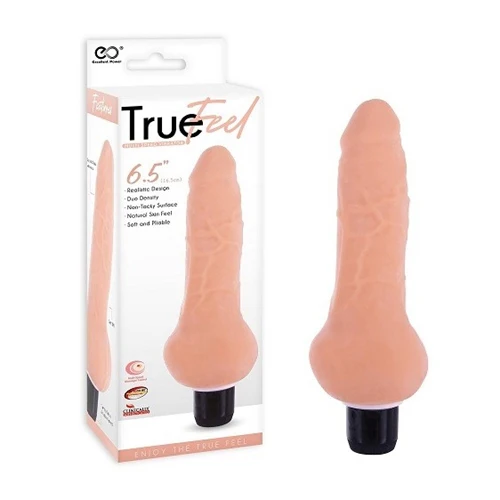 TRUE FEEL REALISTIC TPR VIBRATOR 6.5" - FLESH